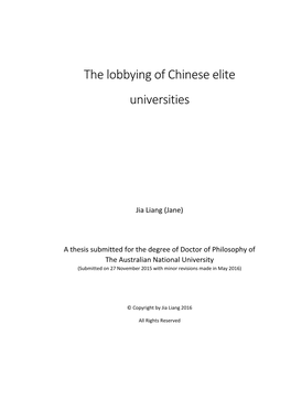 The Lobbying of Chinese Elite Universities