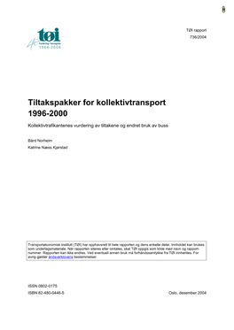 Tiltakspakker for Kollektivtransport 1996-2000