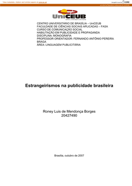 Estrangeirismos Na Publicidade Brasileira