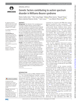 Genetic Factors Contributing to Autism Spectrum Disorder in Williams