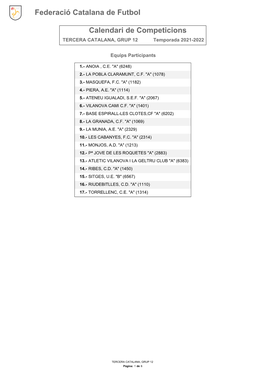 Calendari De La Lliga 2021/2022