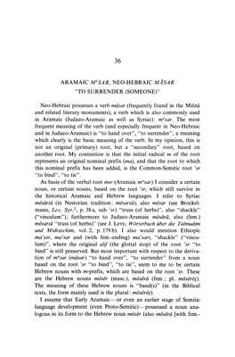 Aramaic Mesar, Neo-Hebraic Masar 