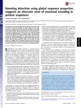 Homolog Detection Using Global Sequence Properties Suggests an Alternate View of Structural Encoding in Protein Sequences