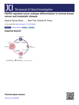 FGFR4 Regulates Tumor Subtype Differentiation in Luminal Breast Cancer and Metastatic Disease