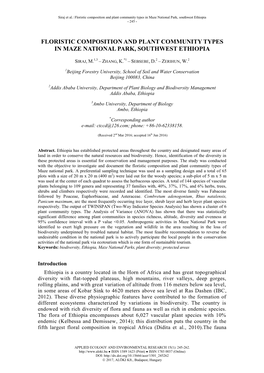 Floristic Composition and Plant Community Types in Maze National Park, Southwest Ethiopia - 245