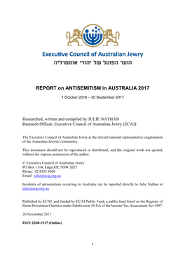 ECAJ Report on Antisemitism in Australia in 2017