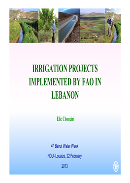 Irrigation Projects Implemented by Fao in Lebanon