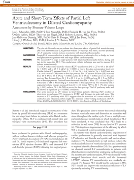 Acute and Short-Term Effects of Partial Left Ventriculectomy in Dilated Cardiomyopathy Assessment by Pressure-Volume Loops Jan J