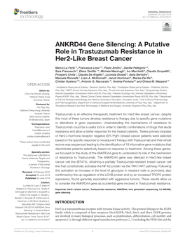 ANKRD44 Gene Silencing: a Putative Role in Trastuzumab Resistance in Her2-Like Breast Cancer