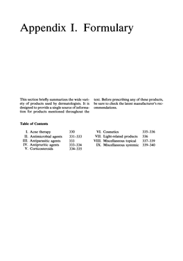 Appendix I. Formulary