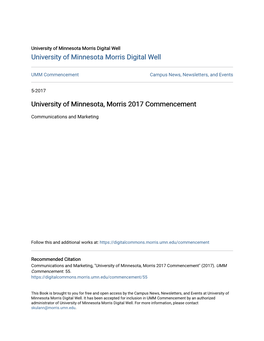 University of Minnesota, Morris 2017 Commencement