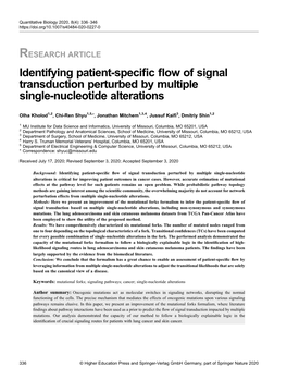 Identifying Patient-Specific Flow of Signal Transduction Perturbed By