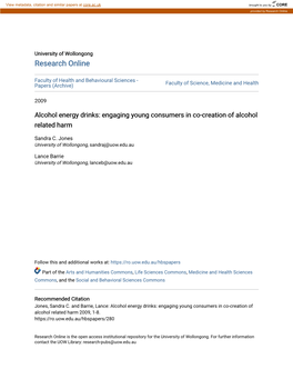 Alcohol Energy Drinks: Engaging Young Consumers in Co-Creation of Alcohol Related Harm