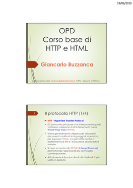 OPD Corso Base Di HTTP E HTML