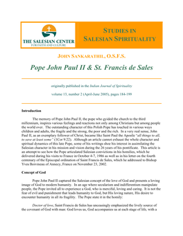 Pope John Paul II & St. Francis De Sales