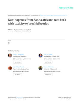 Nor-Hopanes from Zanha Africana Root Bark with Toxicity to Bruchid Beetles