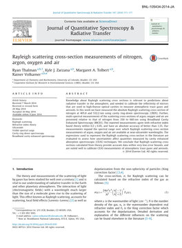 Rayleigh Scattering Cross-Section Measurements of Nitrogen, Argon, Oxygen and Air