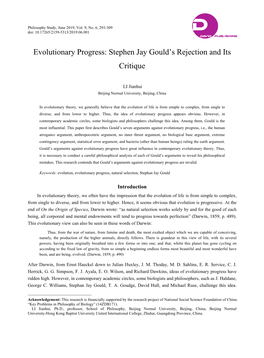 Evolutionary Progress: Stephen Jay Gould's Rejection and Its Critique