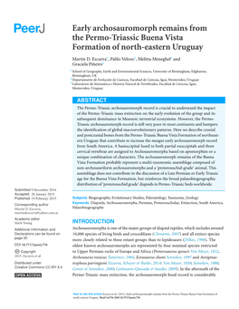 Early Archosauromorph Remains from the Permo-Triassic Buena Vista Formation of North-Eastern Uruguay