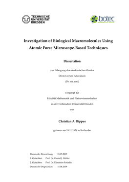 Investigation of Biological Macromolecules Using Atomic Force Microscope‐Based Techniques