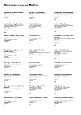 Birmingham Intergroup Meetings