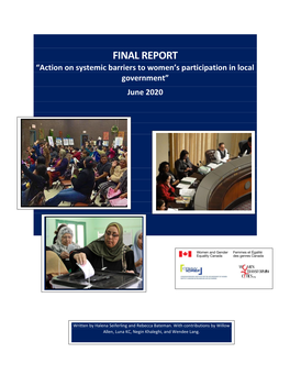 FINAL REPORT “Action on Systemic Barriers to Women’S Participation in Local Government” June 2020