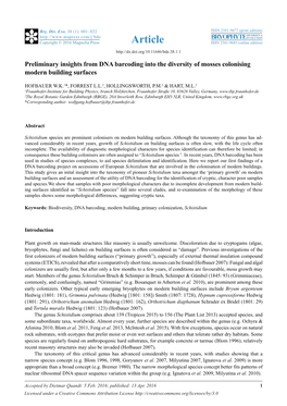 Preliminary Insights from DNA Barcoding Into the Diversity of Mosses Colonising Modern Building Surfaces