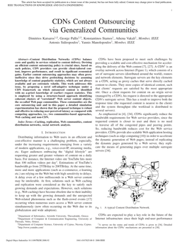 Cdns Content Outsourcing Via Generalized Communities