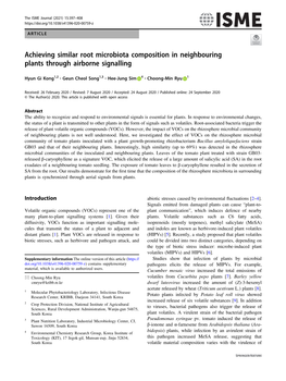 Achieving Similar Root Microbiota Composition in Neighbouring Plants Through Airborne Signalling