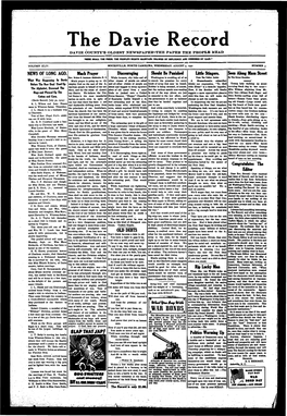 The Davie Record DAVIE COUNTY’S OLDEST NEWSPAPER-THE PAPER the PEOPLE READ