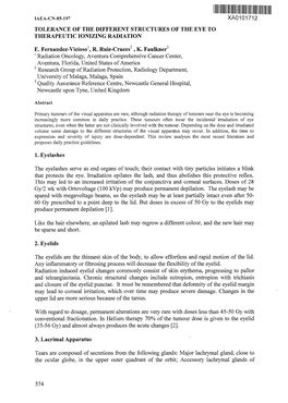 Iaea-Cn-85-197 Xa0101712 Tolerance of the Different Structures of the Eye to Therapeutic Ionizing Radiation