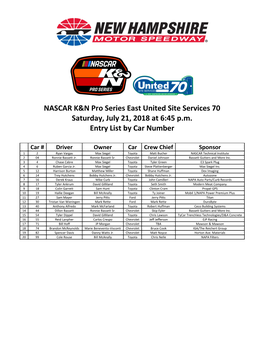 NASCAR K&N Pro Series East United Site Services 70