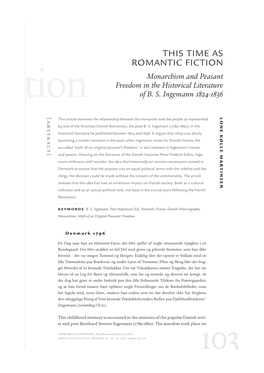 THIS TIME AS ROMANTIC FICTION Monarchism and Peasant Freedom in the Historical Literature Tion of B