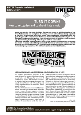 TURN IT DOWN! How to Recognise and Confront Hate Music