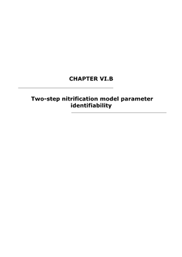 CHAPTER VI.B Two-Step Nitrification Model Parameter Identifiability