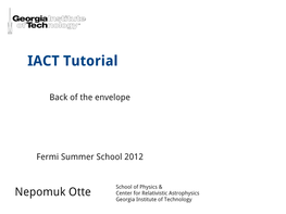 IACT Tutorial