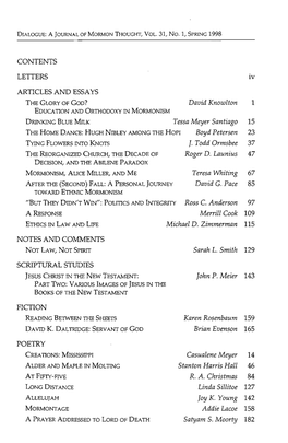 CONTENTS LETTERS ARTICLES and ESSAYS Boyd Petersen