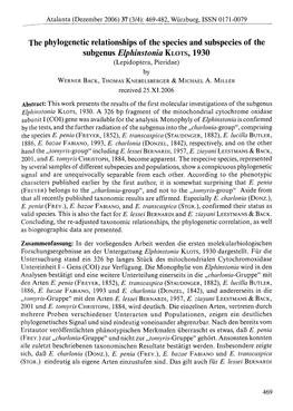 The Phylogenetic Relationships of the Species and Subspecies of The