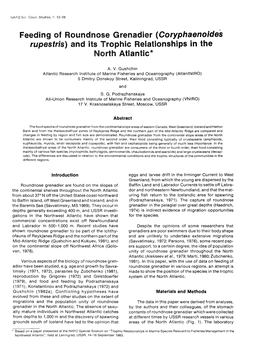 Feeding of Roundnose Grenadier (Coryphaenoides Rupestris) and Its Trophic Relationships in the North Atlantic*