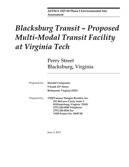 Blacksburg Transit – Proposed Multi-Modal Transit Facility at Virginia Tech