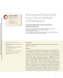 Programmed Necrosis in the Cross Talk of Cell Death and Inflammation