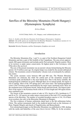 Sawflies of the Börzsöny Mountains (North Hungary) (Hymenoptera: Symphyta)