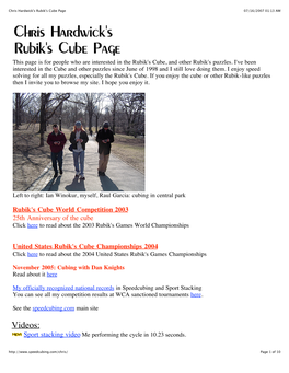 Chris Hardwick's Rubik's Cube Page 07/16/2007 01:13 AM