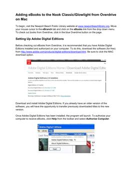 Adding Ebooks to the Nook Classic/Glowlight from Overdrive on Mac