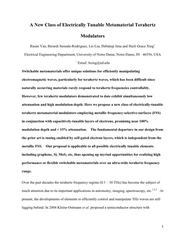 A New Class of Electrically Tunable Metamaterial Terahertz Modulators