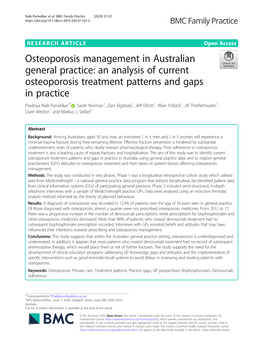 Osteoporosis Management in Australian General