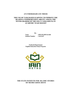 An Undergraduate Thesis the Use of Task Based Learning