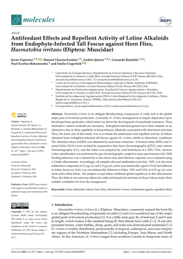 Antifeedant Effects and Repellent Activity of Loline Alkaloids from Endophyte-Infected Tall Fescue Against Horn Flies, Haematobia Irritans (Diptera: Muscidae)