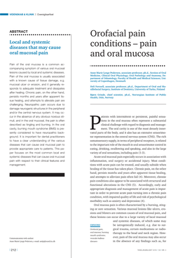 Pain and Oral Mucosa