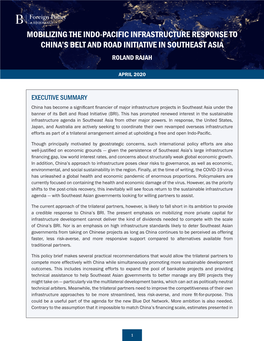 Mobilizing the Indo-Pacific Infrastructure Response to China's